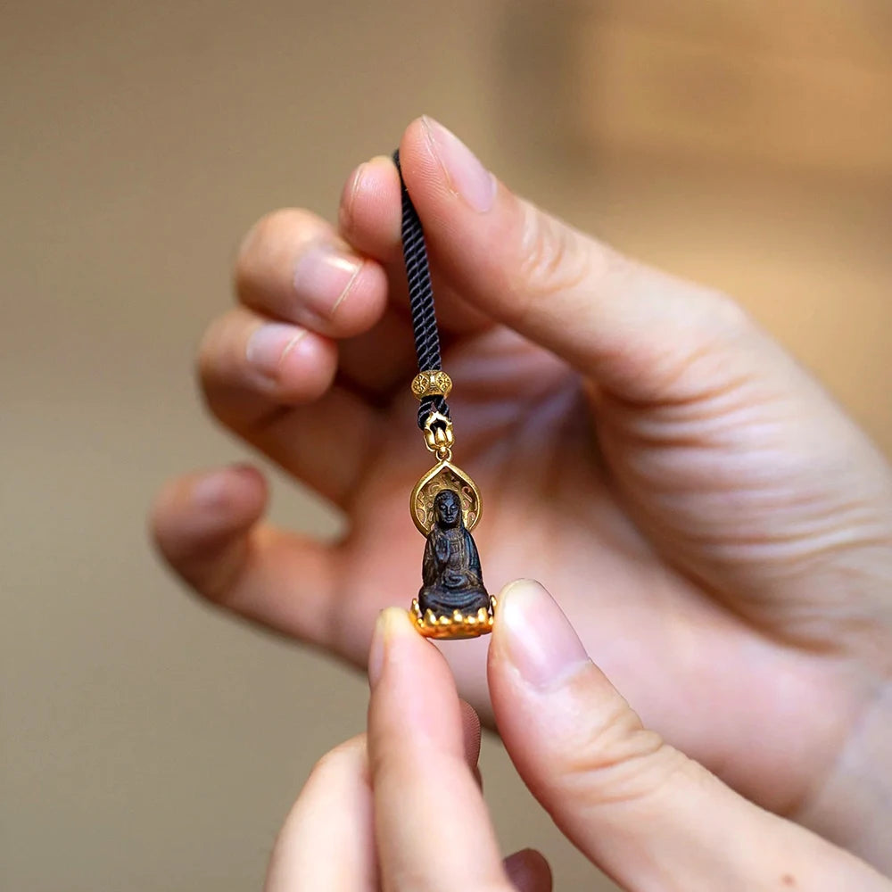 Guanyin-男性用ペンダントネックレス,癒しの宝石,守護仏教,チベットエスニックスタイル,セーターチェーン,豪華なお守り,マスコット