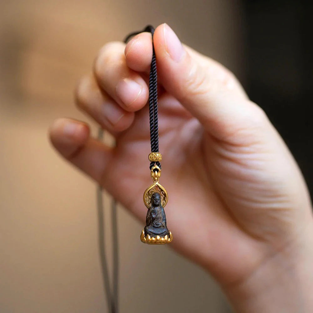 Guanyin-男性用ペンダントネックレス,癒しの宝石,守護仏教,チベットエスニックスタイル,セーターチェーン,豪華なお守り,マスコット