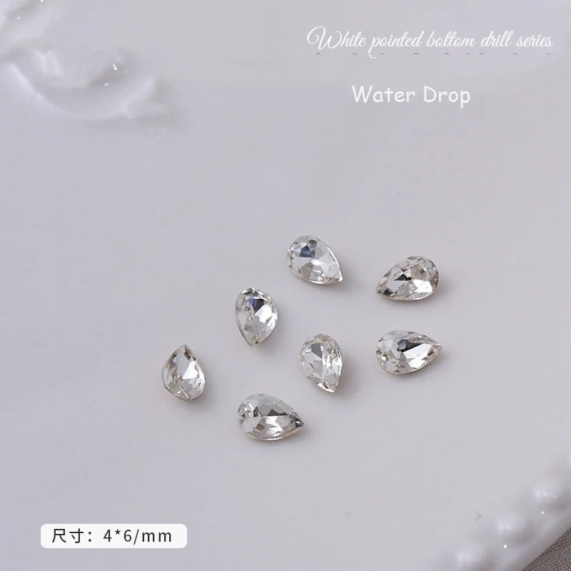 ネイルアート用3D装飾ライトブルー,高品質,ガラス,ラインストーン,マルチシェイプ,8x10mm,ハート型,マニキュアアクセサリー,10個