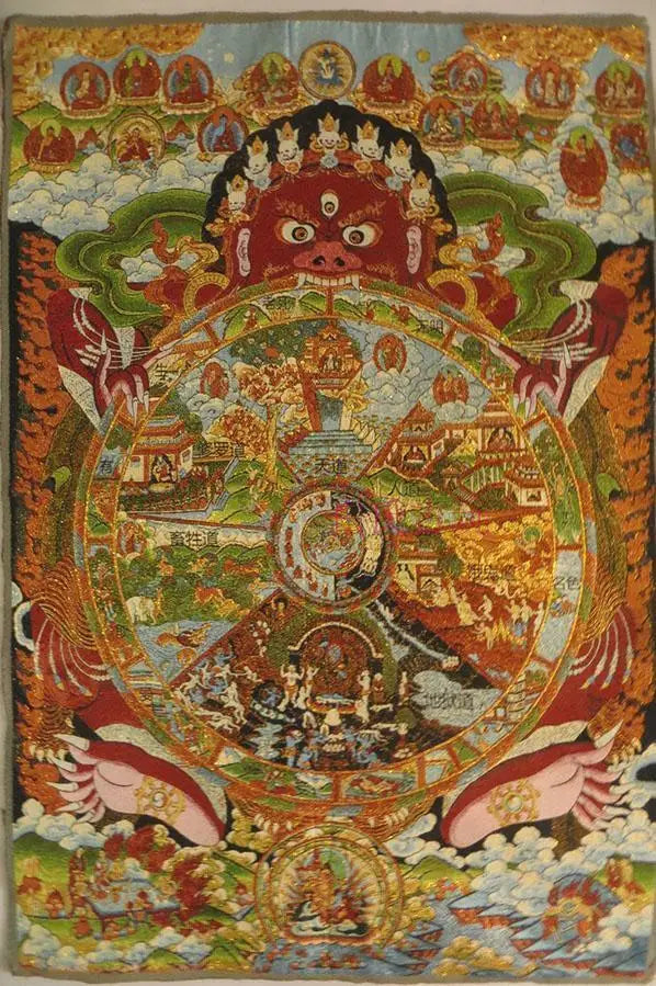 Tibetan Buuddomeゴールドタペペストリー