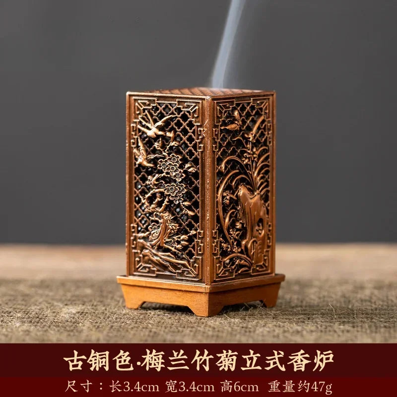 正方形の縦型香炉,小さなXiangyun合金香炉,アロマテラピー,室内装飾品,中国のプラムバーナー