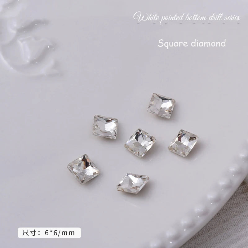 ネイルアート用3D装飾ライトブルー,高品質,ガラス,ラインストーン,マルチシェイプ,8x10mm,ハート型,マニキュアアクセサリー,10個