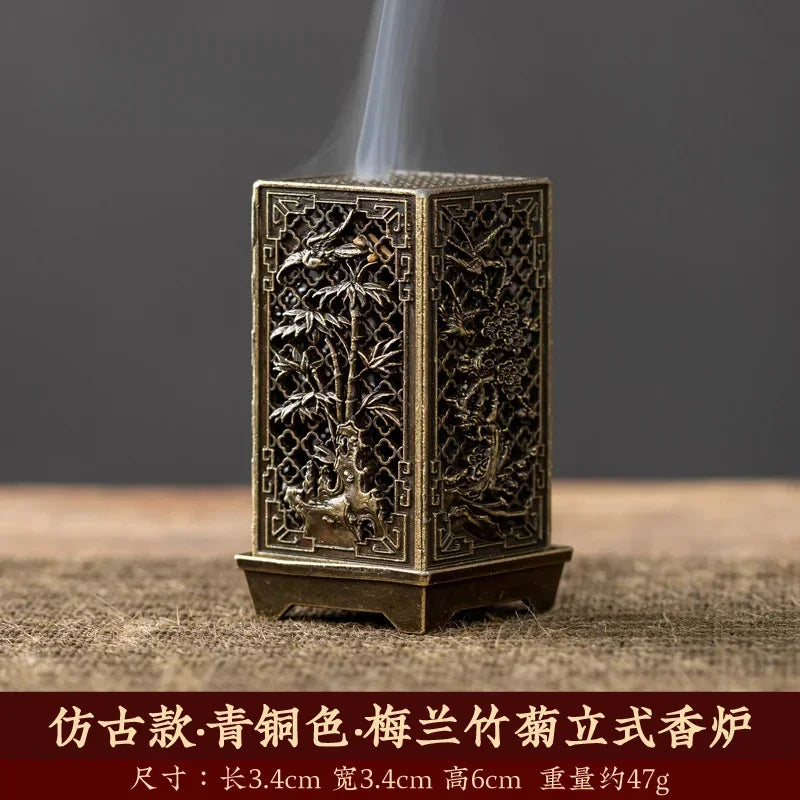 正方形の縦型香炉,小さなXiangyun合金香炉,アロマテラピー,室内装飾品,中国のプラムバーナー