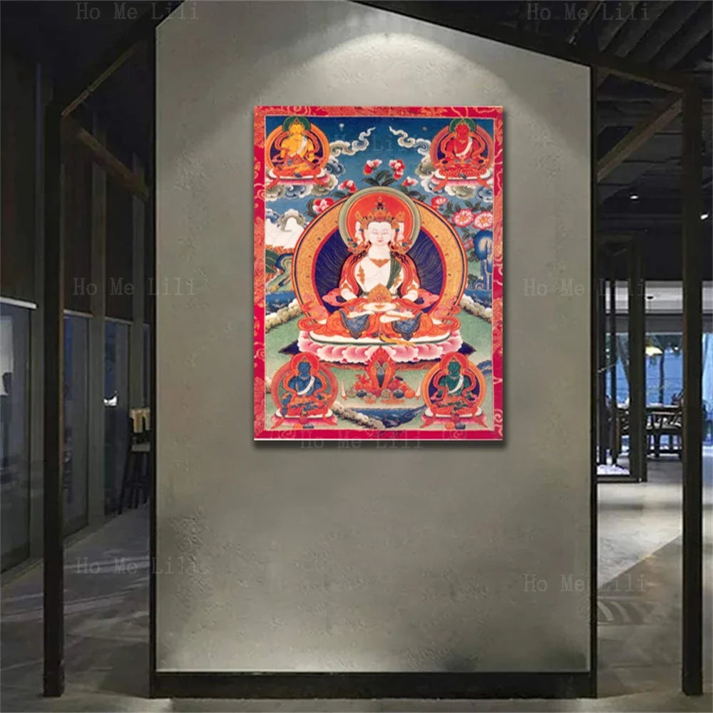 仏教のイメージ,壁の芸術の絵画,thangka parinirvana,amitabha buddha paradise,5つの素晴らしい仏