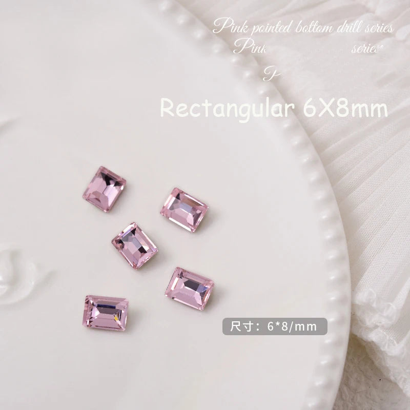 ネイルアート用3D装飾ライトブルー,高品質,ガラス,ラインストーン,マルチシェイプ,8x10mm,ハート型,マニキュアアクセサリー,10個